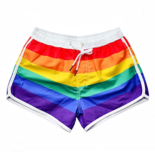 ALANZE Rainbow Bademode Herren Badeshorts Strand Badehose Für Gay Briefs Surf Badeanzug Badeanzug Man,Schnell Trocknende Shorts,XXL