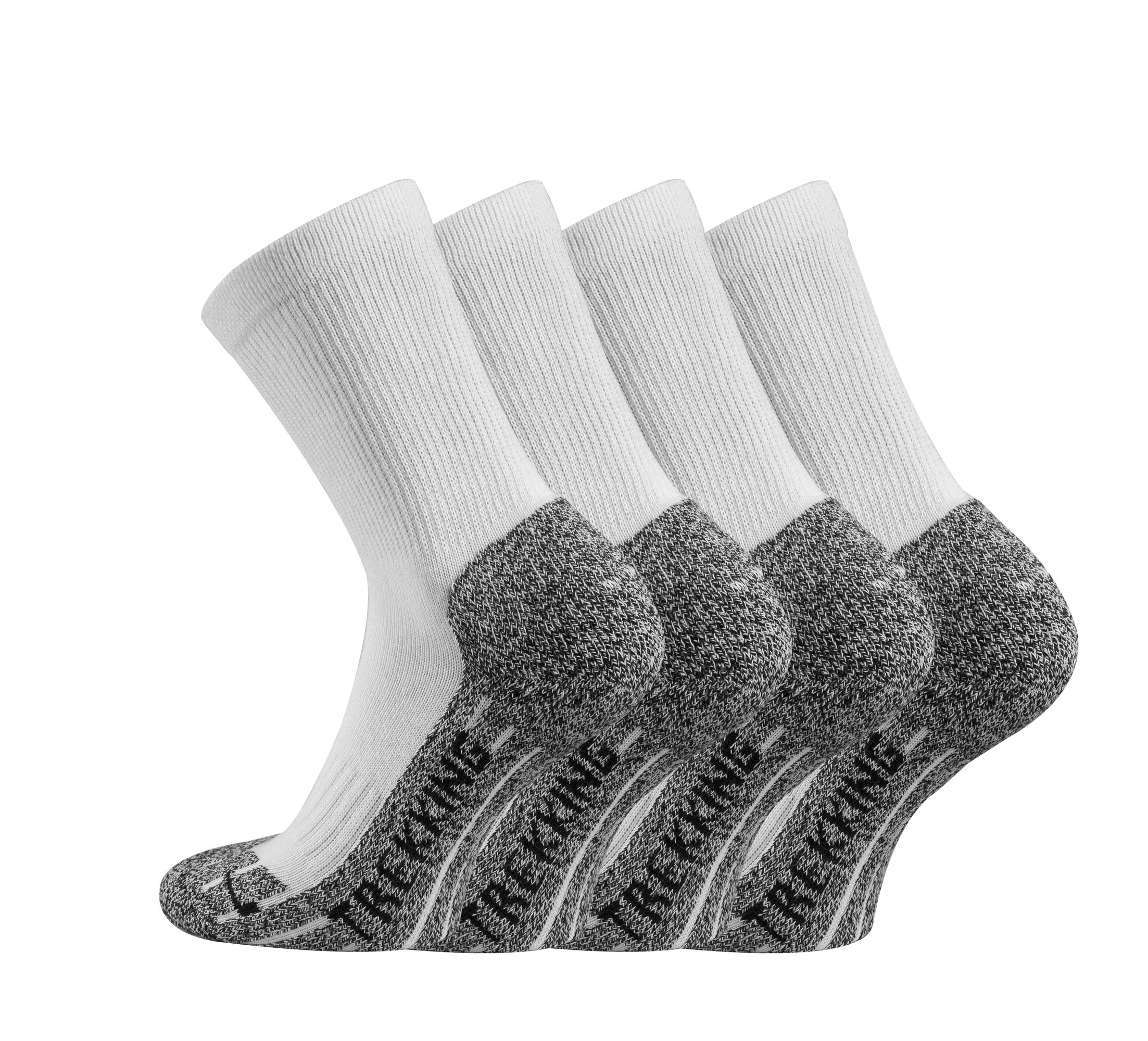 TippTexx24 Trekkingsocken, 4 Paar Trekking Socken Coolmaxsocken, White, 43/46