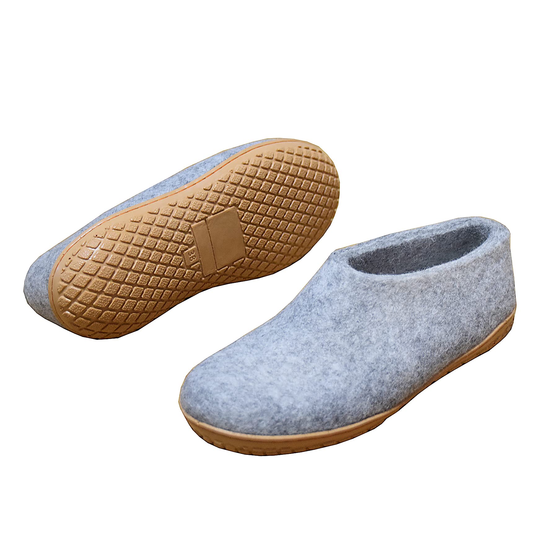 naturling Filz Hausschuhe - Damen Outdoor Hüttenschuhe mit Gummisohle - handgemachte Slipper aus 100% Schurwolle (Grau, eu_footwear_size_system, adult, women, numeric, medium, numeric_39)