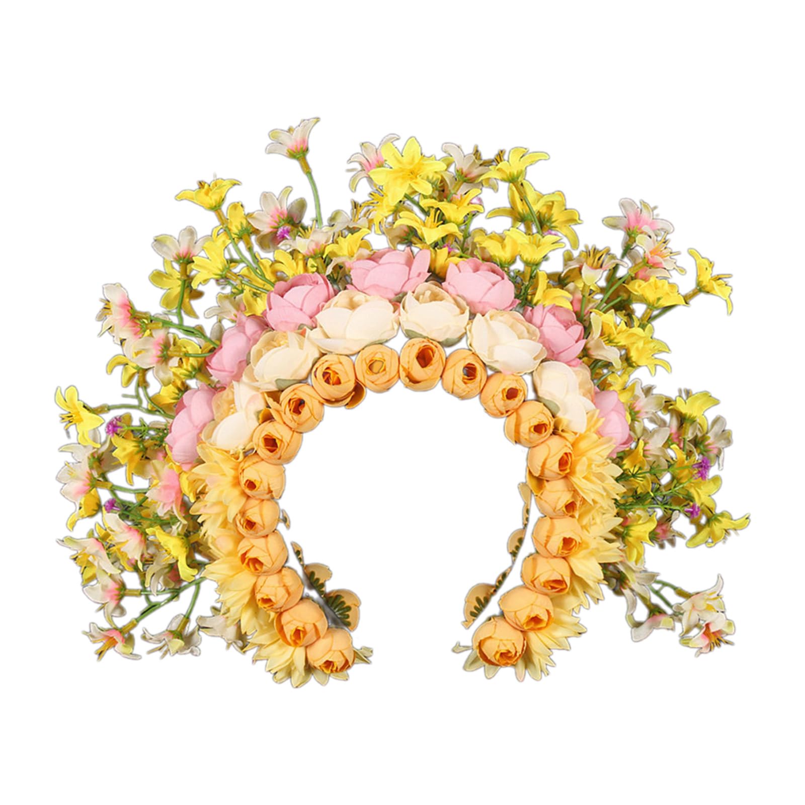 Btgghytr Stilvoller Blumenkranz ethnische Blumen Floral Stirnband Ornament Kopfschmuck für Festivals und Fotoshootings