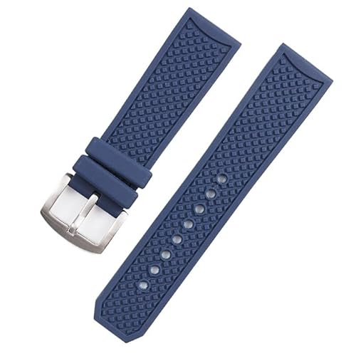 NEYENS Gummi-Uhrenarmband für Cartier Calibre Dot Texture, wasserdichtes Band, Silikon-Dornschließe, 23 mm, 24 mm, Schwarz / Blau, 24 mm, Achat