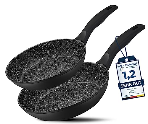 DIVORY Pfannenset 2-teilig Pfanne 24cm, 28cm I Induktion, Antihaft-Beschichtete Bratpfanne hoch, Induktionspfanne, 2er Set Universalpfanne (Griff: Schwarz)