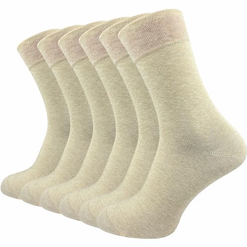 GAWILO Premium-Socken für Herren (6 Paar) | Ohne drückende Naht |extra weich | gekämmte Baumwolle | Business & Freizeit (43-46, beige)