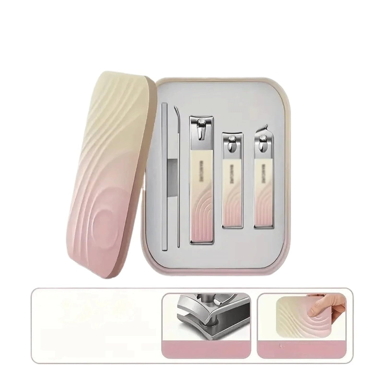 Nagelknipser-Kit Praktisches Nagelknipser-Set for zu Hause, Nagelschere, Pediküre-Werkzeug aus Edelstahl, hochwertiger Nagelknipser Nagelpflege-Werkzeuge(Pink)