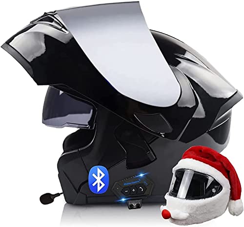 Integrierter Bluetooth-Helm Klapphelme Modularer Helm Integralhelm Motorradhelm,ECE/DOT-zertifizierter Moped-Motorcross-Elektrorollerhelm Mit Doppelvisier,für Damen Herren