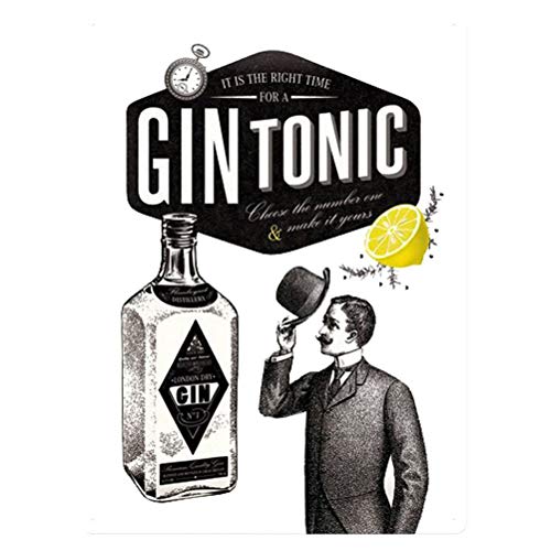 Nostalgic-Art Retro Blechschild Gin Tonic – Geschenk-Idee als Bar-Zubehör, aus Metall, Vintage-Design, 30 x 40 cm