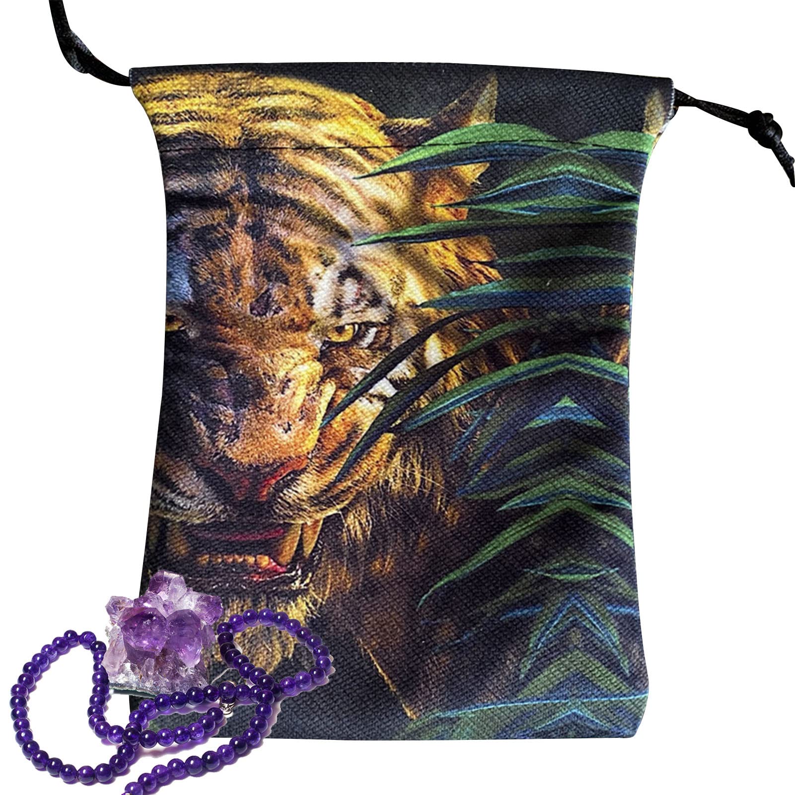 BZVCRTYKL Kartentasche, Schmuckbeutel mit Kordelzug – Tarot-Tasche, Würfeltasche, Kartentasche, Schmuckbeutel mit Tiermuster, 5,12 x 7,09 Zoll KOT-us/361 (Color : Dwk4)