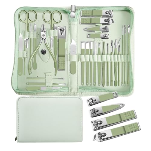 Maniküreschneider, 30-teiliges Nagelknipser-Set, for den Haushalt, Edelstahl, Maniküre-Set, Nagelknipser, Pediküre, Nagelschere (Color : 30Pcs Green)