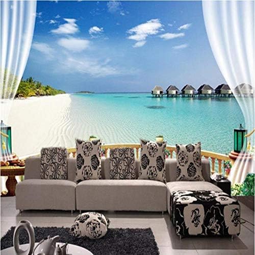 XLMING Sea World-Balkon 3D Tapeten Home Esszimmer Sofa Schlafzimmer Wohnzimmer TV Hintergrund-200cm×140cm