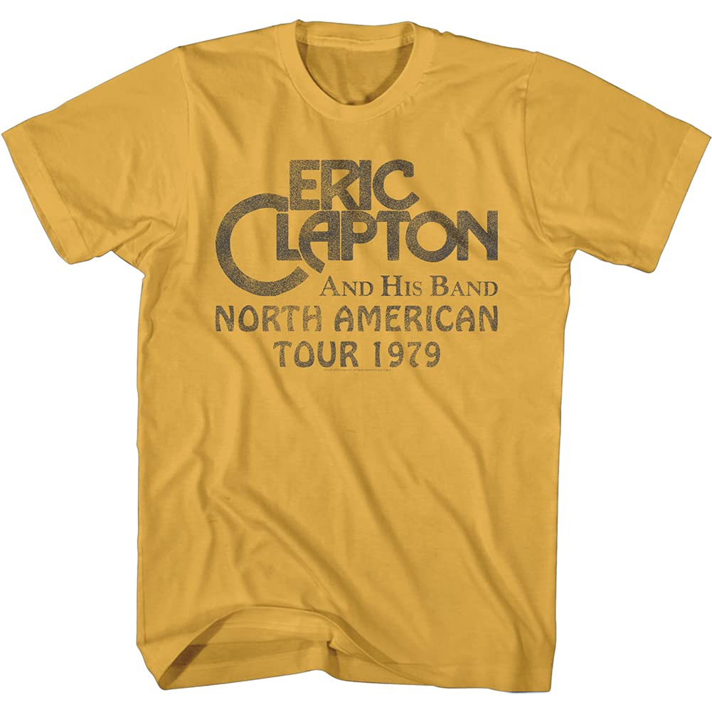 Eric Clapton and His Band North American Tour '79 Adult Short Sleeve T-Shirt Tee, gelb, XL