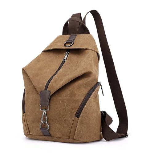 QSFZ NICHANGHUA Leinwand Weiblichen Rucksack Multifunktions Casual Rucksack for Teenager Mädchen Sommer Frauen Große Kapazität Schulter Tasche (Color : Coffee, Size : 27cm x 15cm x 35cm)