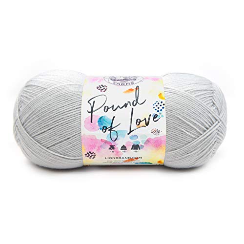 Lion Brand Yarn Pound of Love, Value Garn, großes Garn zum Stricken und Häkeln, Bastelgarn, Elefantengrau