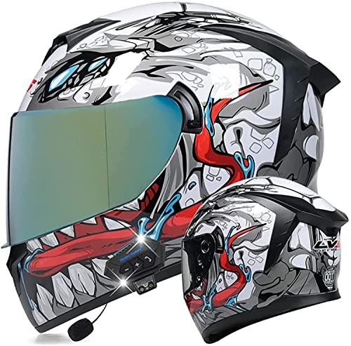 Motorrad Integrierter Bluetooth-Helm Motorrad-Klapphelm,ECE-Zugelassenen Modularen Klapphelmen Mit Doppelvisier Für Damen Herren Erwachsene,für Automatische Reaktion (Color : I, Größe : L=59-60cm)