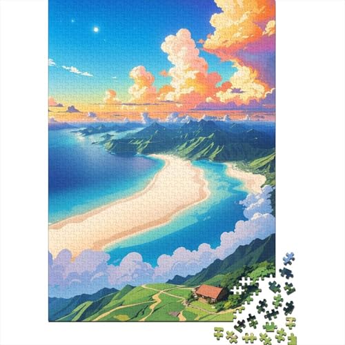 Schwieriges, anspruchsvolles Puzzle mit 1000 Teilen, Wolken am Seeufer, lustiges Puzzle für Erwachsene mit 1000 Teilen, ganze Familie und 75 x 50 cm