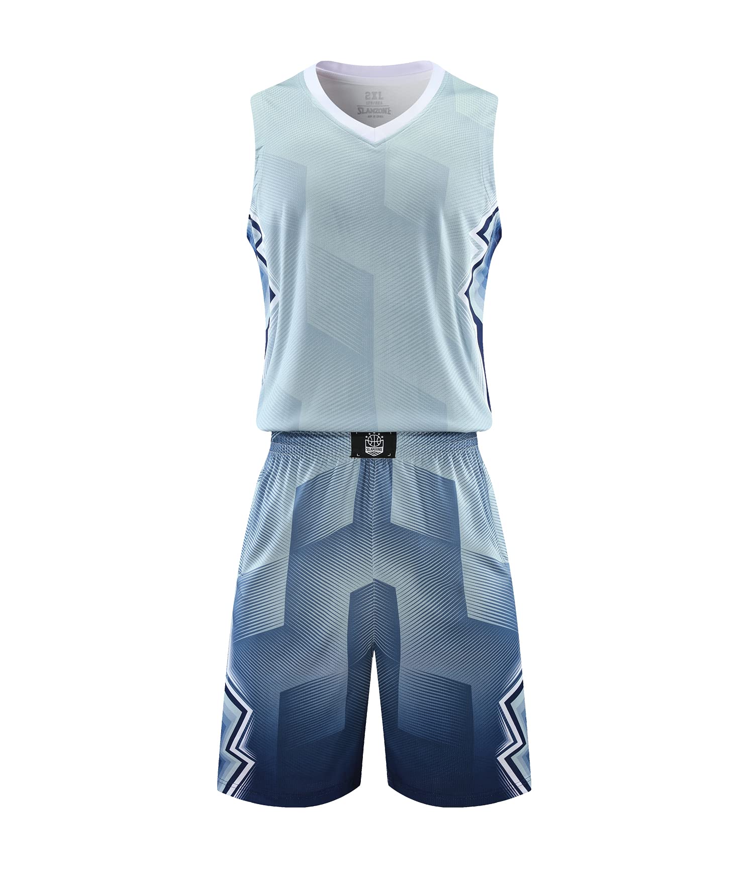 Topeter Herren Basketball Uniform Team Jersey Shirts Trainings-Tanktop und Sportshorts Grau 7XL