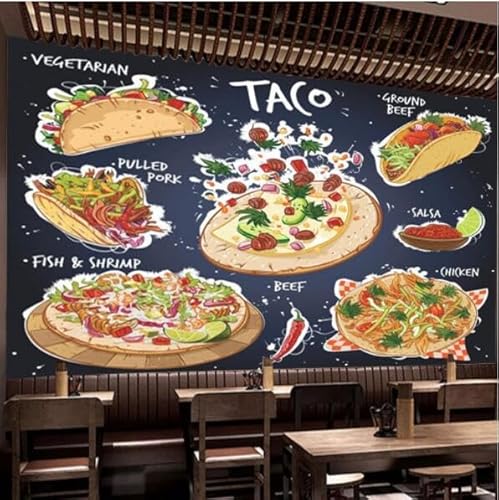 tyujlkjddlf Tapete Wandbild 3D Benutzerdefinierte Pizza Chicken Steak Fried Chicken Shop Hintergrund Wallpaper Backen Burger Shop Wallpaper Cake Shop 3D-Wandbild-450Cmx300Cm