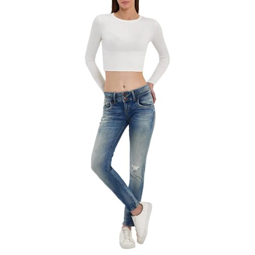 LTB Jeans Damen Julita X - Skinny Fit mit Niedrige Taille und Reißverschluss in Blau aus Baumwollmischung - Größe W34L30