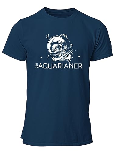 clothinx Herren T-Shirt Bio & Fair Der Aquarianer Navy/Weiß Größe M