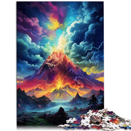 Puzzle-Geschenk: Der psychedelische Vulkan ist ausgebrochen. Puzzle 1000 Teile. Holzpuzzle als Geburtstagsgeschenk, Geschenke für oder, Wandkunst, 1000 Teile (50 x 75 cm)