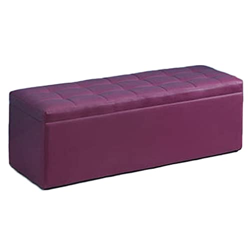 BFVAKBKYT Fußbank Truhen Aufbewahrungsbox, Aufbewahrungsbox, zusammenklappbare Aufbewahrungsbank, Würfel, hält bis zu 400 kg, Kunstleder, lange Truhe(Purple,100X40X40cm)