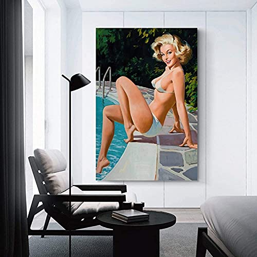 DIY 5d Diamant Malerei Kristall Strass Painting sexy blonde Pinup-Girl Stickerei Bilder Kunst Handwerk FüR Erwachsene Und Kinder 15.7"x19.7"(40x50cm) Kein Rahmen