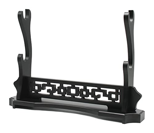 WANLIAN Schwertständer Doppelstöckiger Schwerthalter, Desktop Samurai Schwert Katana Gladiator Schwert Rack für Display, Schwarz