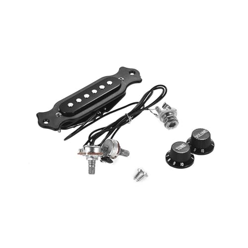 Akustische Gitarre Pickup Gitarre Kupfer Einzelne Magnetische Spule Geräuschlos Mit Volume Tone Control Knöpfe Montage Schrauben Set (Color : Bk)