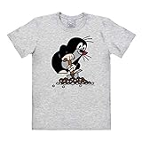 Logoshirt® TV I Der kleine Maulwurf I Hügel I T-Shirt Print I Damen & Herren I kurzärmlig I grau-meliert I Lizenziertes Originaldesign I Größe 4XL