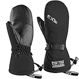 EXski Skihandschuhe Fäustlinge Ski Herren Damen Winter Snowboard Handschuhe Warm Winterhandschuhe Wasserdicht, Schwarz, M