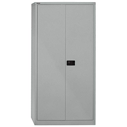 Bisley Flügeltürenschrank Universal, 4 Fachböden, 5 OH, Metall, 355 Silber, 40 x 91.4 x 195 cm