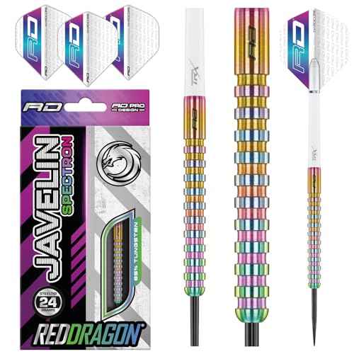 RED DRAGON Javelin Spectron 24 Gramm Premium Tungsten Darts Set mit Flights und Stielen