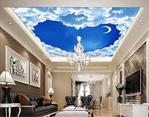 XLMING Natürliche Weiße Herz Mond Wolken Blauen Himmel 3D Tapeten Home Esszimmer Sofa Schlafzimmer Wohnzimmer TV Hintergrund-350cm×256cm