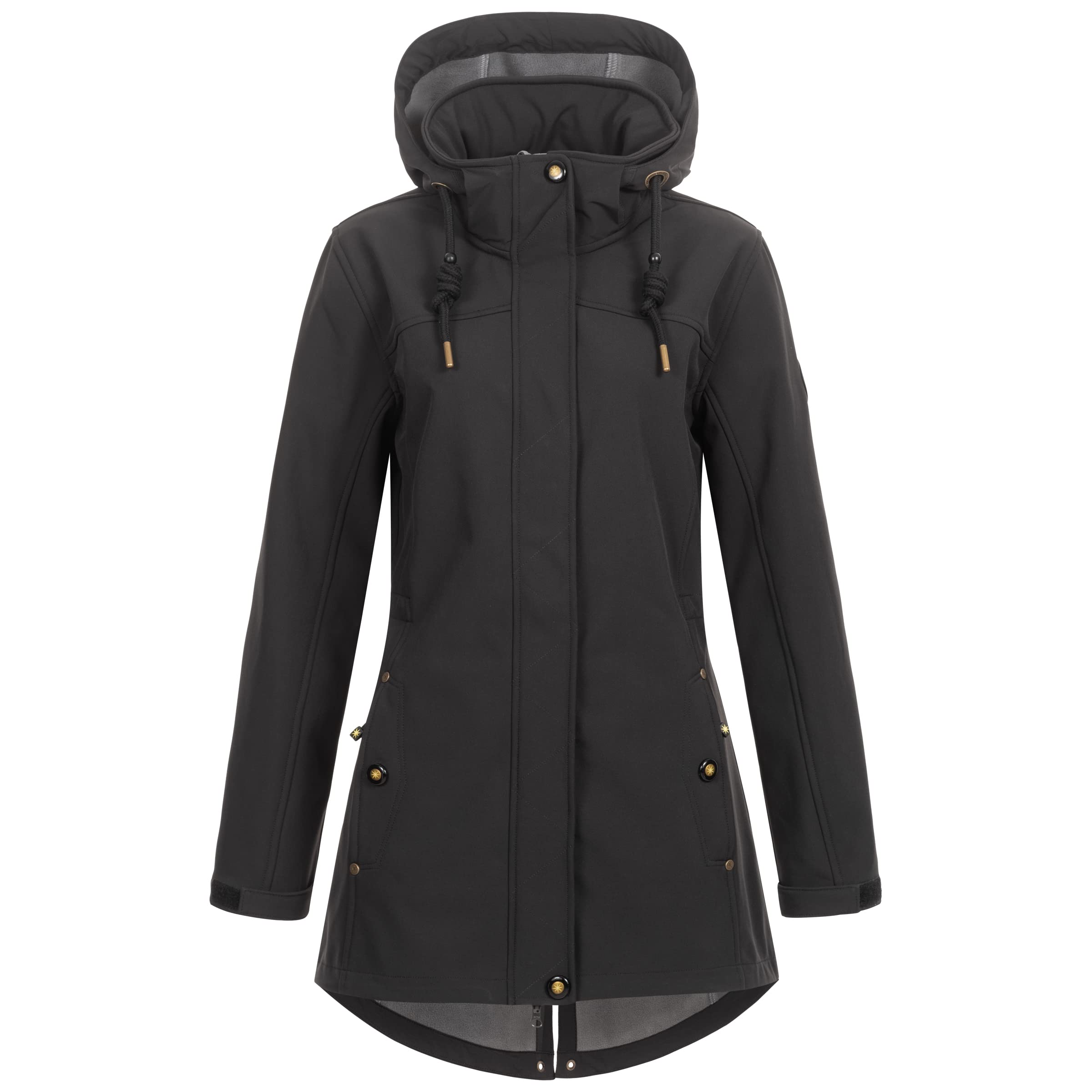 Seesternbrise Damen Women's Coat Short Coat With Hood Lined Jacket Transition Jacket #Anker Glutbree Softshelljacke, Schwarz, 42 EU
