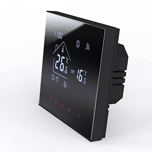 MincoHome Smart Thermostat Energie sparen WiFi Digitales Raumthermostat Fußbodenheizung Temperaturregler Kompatibel Amazon Alexa, Google Assistant (Schwarze elektrische Heizung)