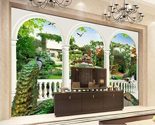 Große Fantasy Tapete 3D Vogel Pfau Palast Garten Wand Bildtapete 3D Tapete TV Wandbild Tapete Wanddekoration fototapete 3d Vlies wandbild Schlafzimmer-350cm×256cm