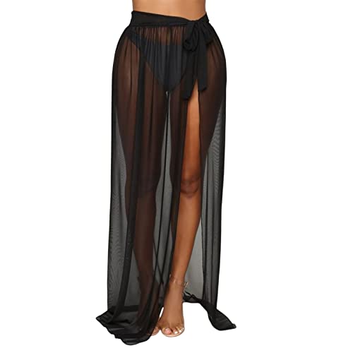 Uitndvyte Sarong-Swimsuit für Damen, Strandseite, Wickelrock, durchsichtiger Schal, Badeanzug, Unterteil