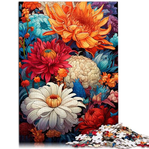 Puzzles, farbenfrohes, psychedelisches Blumenmeer, Puzzles für Erwachsene, 1000 Puzzles, Holzpuzzle, schwierige, schwere Puzzles für Frauen und Männer, 1000 Teile (50 x 75 cm)