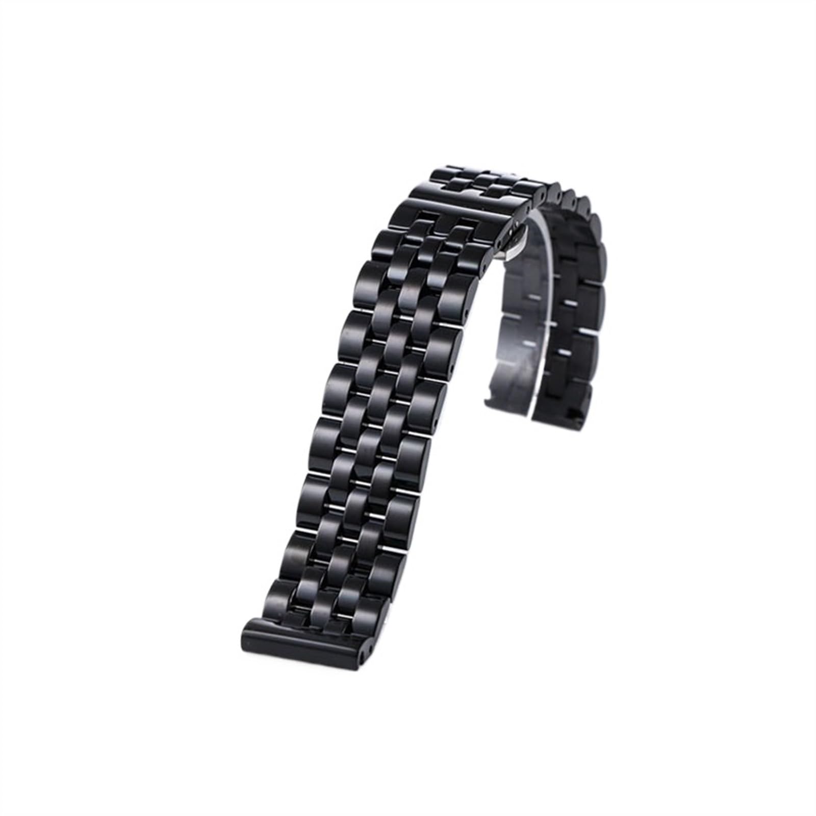 THBGTCNQ Flaches, gebogenes Endband, geeignet for herkömmliche 18–26 mm Uhrenarmbänder aus Edelstahl, Ersatzband(Black,22mm)