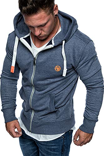 Amaci&Sons Herren Zipper Kapuzenpullover Sweatjacke Pullover Hoodie Sweatshirt 1-04029 Blau XXL