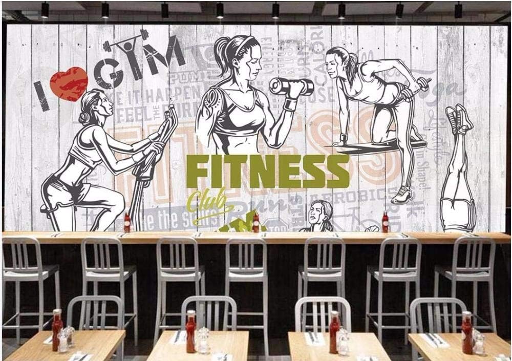 Retro-Fitness-Übung 3D Tapete Poster Restaurant Schlafzimmer Wohnzimmer Sofa TV Dekorative Wand-200cm×140cm