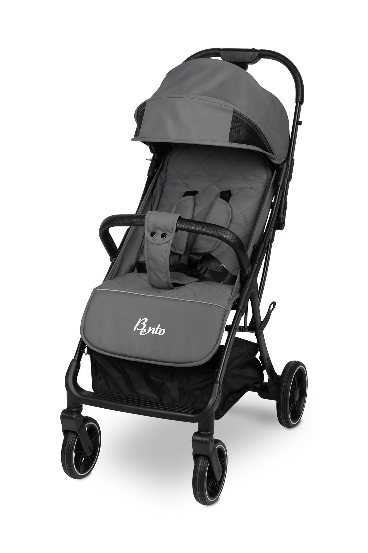 CARETERO Bento Kinderwagen - Kompakt und funktionell - Automatisch zusammenklappbar - Leicht zu transportieren, einfach zu fahren - von 6 Monaten bis 22 kg - 68x50x105cm - Graphit