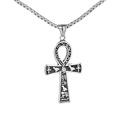 GZHENGZG Herren Halsketten und Damenschmuck Altägyptische Ankh Kreuz Halskette für Männer und Frauen, kreatives Amulett, Retro Anhänger Schmuck, Geschenk