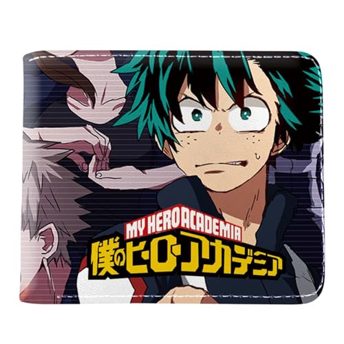 RYNDEX My He-ro Academ-ia Anime Geldbeutel, Bi-Fold Portemonnaie Klein, Kunstleder Geldbörse Brieftasche Wallet, für Kinder Fans(Color:Multicolor 5)