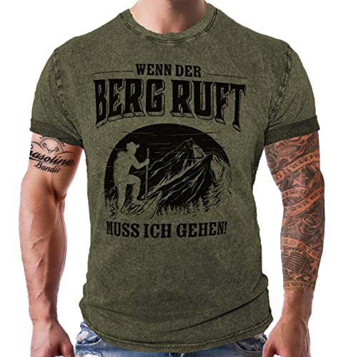 Bergsteiger T-Shirt im Washed Jeans Look: Wenn der Berg Ruft L