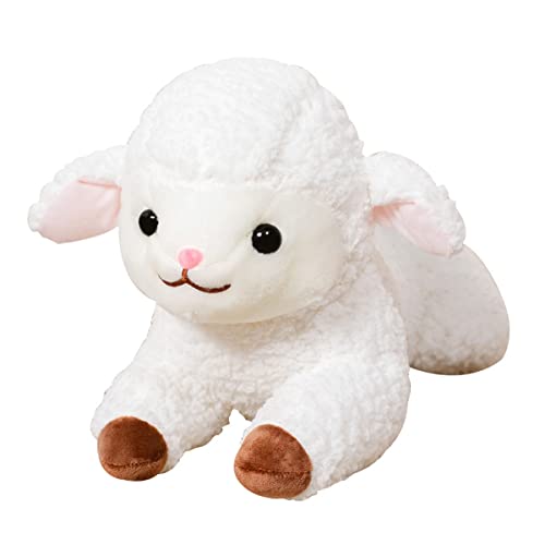 DANAIM Simulation Schaf Plüschtier, Realistisches Lamm Stofftier Süßes Weiches Lamm Baby Plüschpuppe Umarmungsspielzeug Geschenk for Kinder Geburtstag Weihnachten(White,40cm)