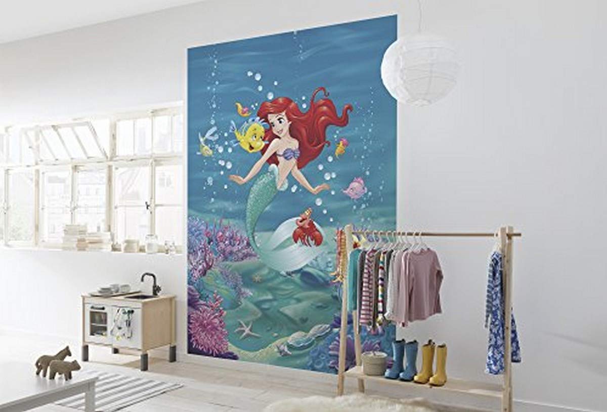 Komar DisneyFotoapete | ARIEL SINGING | 184x254 cm | Tapete, Wand Dekoration, Arielle, Prinzessin, Kinderzimmer, Mädchenzimmer, Meerjungfrau | 4-4020