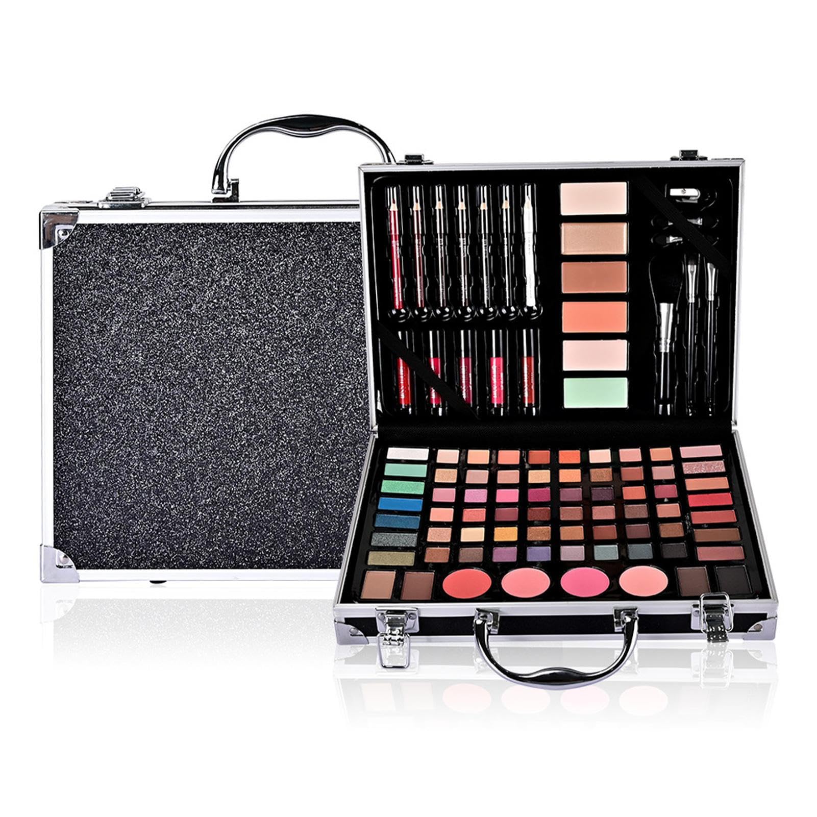 Vollgesichts-Make-up-Set, Make-up-Kits für Damen, komplettes Set, 81 Farben, tragbare Kosmetiktasche mit Paletten für Gesichts-Make-up mit Applikator-Schärfer, Geschenkbox für Anfänger Pw tools