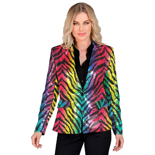 W WIDMANN MILANO Party Fashion - Party Fashion Blazer mit Pailletten für Damen, Schlagermove, Jackett, Animal Print, Festival, Faschingskostüme