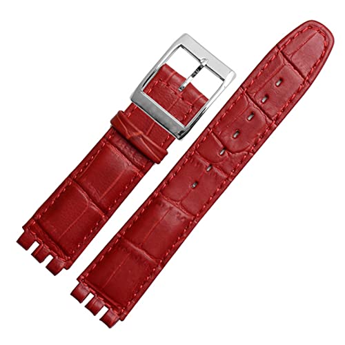 BANDKIT 17mm 19mm Echtes Kalbsleder Handgelenk Strap Für Swatch Uhr Band Männer Frauen Alligator Muster Armband Uhrenarmband Zubehör, 17 mm, Achat