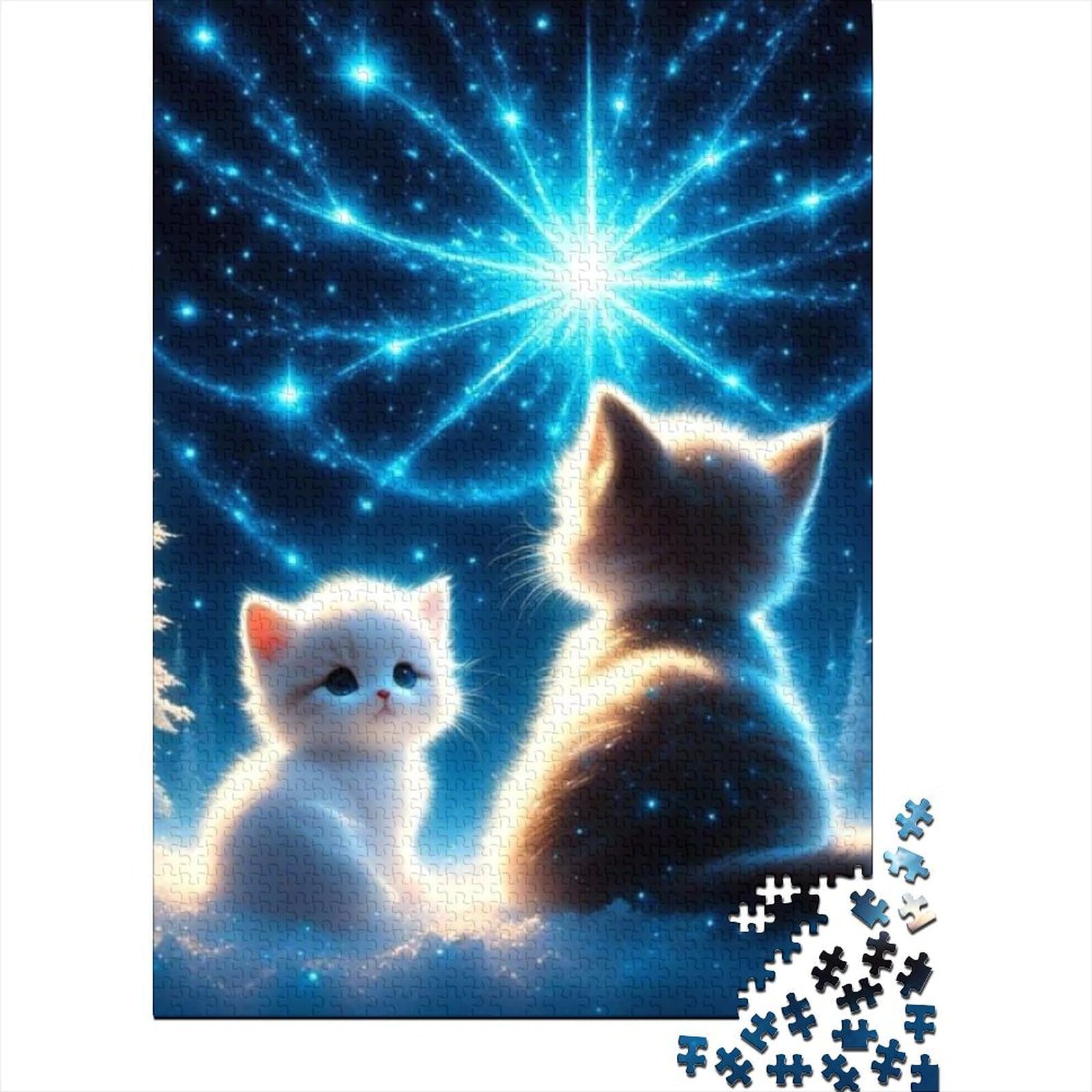 1000-teiliges Puzzle für Erwachsene und Teenager, Fantasie-Katze, Holzpuzzle, Holzpuzzle, Holzpuzzle für Erwachsene und Teenager (Größe: 75 x 50 cm)